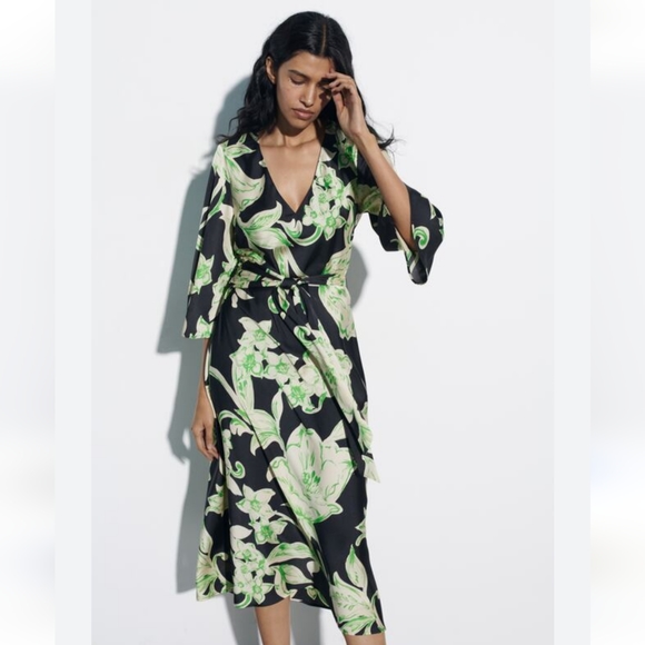 NWT Zara Floral Printed Wrap Dress - 3002/198 - Picture 3 of 16